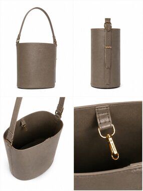MATT & NAT Vintage Azur Grey Vegan Leather Bucket Shoulder Bag Side Strap Adjust